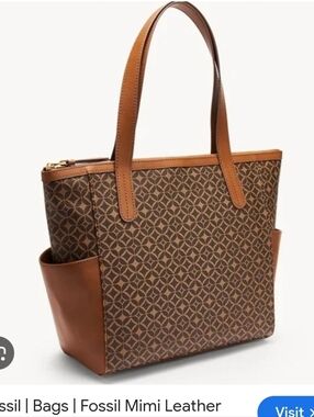 Fossil Brown Patterned Tote Bag